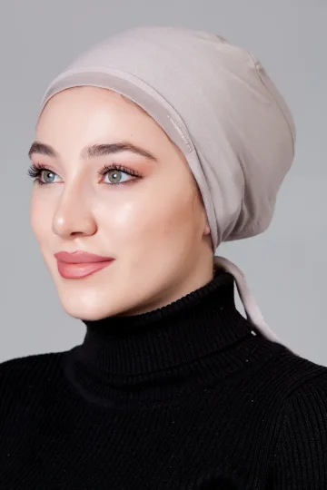 Açık Vizon Dikişsiz Kaymayan Bone