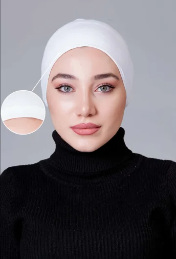 Beyaz Dikişsiz Kaymayan Bone (Likralı) küçük görüntüsü