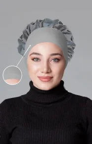 Gri Fırfırlı Kaymayan Bone (Likralı) küçük görüntüsü