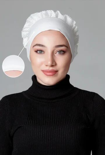 Krem Fırfırlı Kaymayan Bone küçük görüntüsü