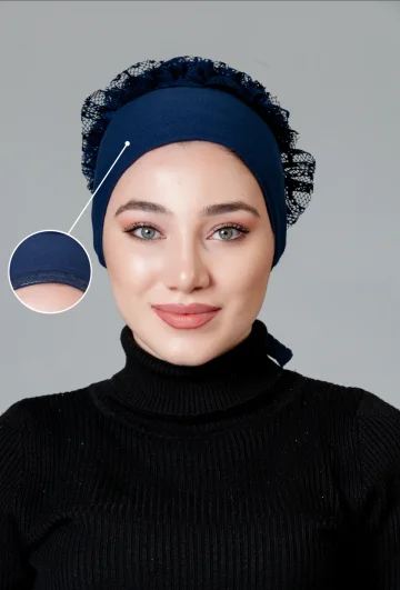 Lacivert Fırfırlı Kaymayan Bone küçük görüntüsü