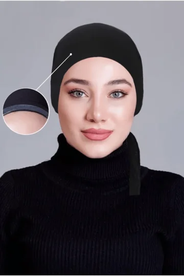 Lacivert Fırfırlı Kaymayan Bone (Likralı) küçük görüntüsü