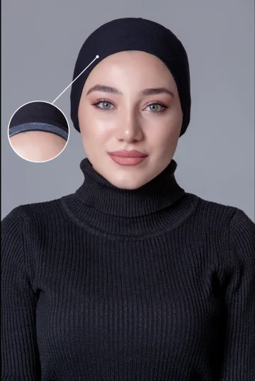 Siyah Dikişsiz Kaymayan Bone (VİSKON) küçük görüntüsü