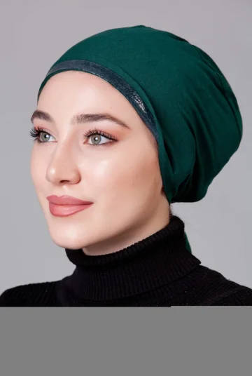 Zümrüt Yeşili Dikişsiz Kaymayan Bone (Likralı) küçük görüntüsü